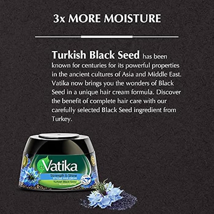 Vatika Naturals Turkish Blackseed Styling Hair Cream (190mL) | Promotes Strength and Shiny Hair | Heat Protect | Helps Weak and Dull Hair - Image 3